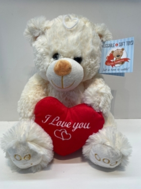 28cm Soft Cream Bear With Red Heart