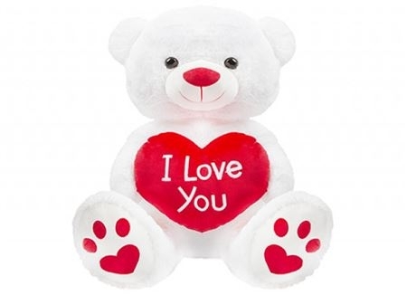 28 inch White Bear With Love Heart