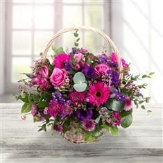 Purple and Pink Basket Arrangement